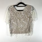 EXPRESS  Women's Floral Scalloped Lace Cropped Blouse Size Large NWT Romantic Photo 5