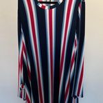 BCBGeneration Striped Wrist-Tie A-Line Swing Dress Blue / Navy / Red Size XL Photo 3
