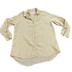 C&C California light yellow 100% linen button down collar shirt womens large Photo 0