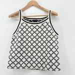 Talbots Lattice Jacquard Tipped Halter Sweater Top Small Black White Geometric Photo 1