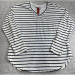 Ariat Women's M White Black Striped Long Sleeve V-Neck T-Shirt Crochet Accent Photo 5