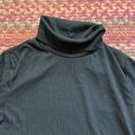One Step Up  BLACK RIBBED TURTLENECK STRETCH LONG SLEEVE Photo 3