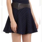 Rag and Bone  Basha Black Leather Blue Jersey Fit & Flare Mini Skirt Silk Size 6 Photo 0