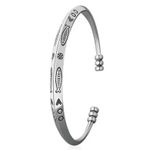 Boutique Engraved Boho‎ Cuff Bracelet | 925 Sterling Silver Photo 1