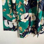 Vintage Pykettes Open Front Blazer Top Navy Green Floral Blue Size M Photo 3
