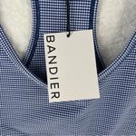 Bandier  Front Row Bra Navy‎ Gingham Scoop Neck Racerback Sports Photo 2