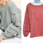 Anthropologie Umgee Tiered Eyelet Balloon Sleeve Long Sleeve Blouse Top Dusty Pink Small Photo 1