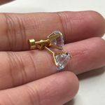 18k Gold Plated Round White Crystal Zircon 8mm Stud Earrings Photo 4