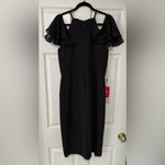 JJ's House  Black Chiffon Off The Shoulder Mini Bridesmaid Dress Size 14 NWT Photo 4