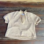 Olivia James The Label Elizabeth Tan Knit Cropped Puff Sleeve Top Photo 7