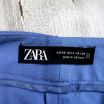 ZARA Women's Straight-Leg Trousers Blue Size 2 Flat Front Pockets Casual Formal Photo 1