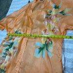 Women’s Floral 100% Silk Kimono Sleeve Robe Approx 22” PtP Comfy Cozy Lounge Orange Size L Photo 8