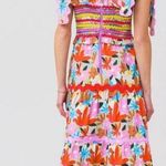 NWT CeliaB Nilsa Multicolor Ric Rac Shoulder Tie Midi Dress Size Large Red Photo 1