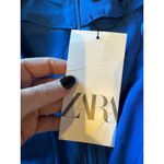 ZARA  Dress Women Medium Royal Blue Ruched V Neck Sleeveless Midi NWT Party Photo 10