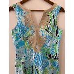 Lilly Pulitzer  Janice Blue Green Gold Sheath Shift Dress 2 Flaw Minor Photo 1