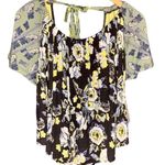 Free People ’Baja Babe’ Cold Shoulder Blouse in Black Combo NWT Photo 0