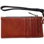 Patricia Nash Brown Leather Wristlet Wallet Small Floral Stamp Travel Vacation Photo 1