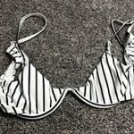 SheIn Black and White Striped Bikini Top Photo 0