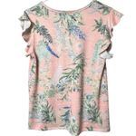 cupio  Blush Womens Short Sleeve Floral Print  v Front Flutter Sleeve Blouse Sz S Photo 4