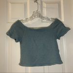 Japna  Blue Smocked Off Shoulder Short Sleeve Crop Top S Photo 6