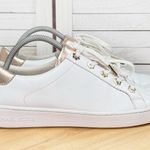 Michael Kors Michael Irving Metal Flower Eyelet Leather Sneakers White Gold 9 Photo 0