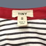 Anthropologie TINY Grey/Ivory Ikat Print Pullover V-Neck Top with Coral Rims Photo 3