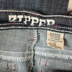 womens size 13 mens 34x34 y2k zipper embroidered denim jeans bottoms Blue Photo 5