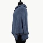 Vintage 80s Handmade Baby Alpaca Knit Cape Poncho Funnel Neck | Sz Medium | Blue Photo 9