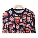 Hanna Andersson Navy Blue Gingerbread House Print Pajama Shirt Size Medium Photo 3