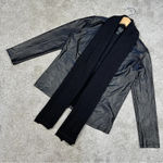 Clara Sun Woo Open Front Drape Cardigan Jacket Faux Leather Knit Goth in Black M Size M Photo 1