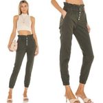 Veronica Beard  Tedi Paperbag Pants Green Women’s Size 25 High Rise Cropped Twill Photo 1