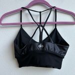Alo Yoga  Lavish Bra Bralette Strapped Mesh Band Glossy Black Lurex Shine Size XS Photo 3