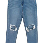 American Eagle  Womens Mom Straight Jeans Distressed Light Wash Blue Size 2 Reg‎ Photo 0