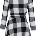 Womens Black and White Plaid Tie Front Dress sz small Photo 2