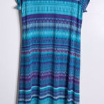 Chico's Chico’s Travelers Ikat Maxi Dress Blue Purple V-Neck Shirt Sleeve Large Chico 2 Photo 0