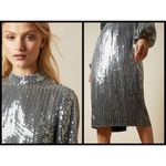 Ted Baker 💕 LONDON💕 Ophilla Long Sleeve Sequin Mini Dress Gunmetal 6 NWT Photo 3