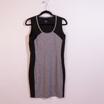 Athleta Fuse Scuba Ponte Stretch Black Gray Colorblock Mesh Midi Dress Small Photo 0