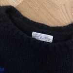 Love Shack Fancy  cropped navy fringe alpaca blend sweater Photo 5