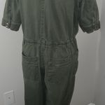 Democracy Olive Green Stretch Cotton Twill Jumpsuit Photo 3