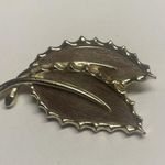 Vintage Sarah Coventry Leaf Wood & Gold Tone Pin Brooch Pin Leaves Photo 1