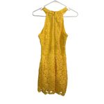 Lulus Yellow Love Poem Floral Crochet Lace Halter Sleeveless Dress Size Medium Photo 3
