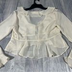 No Boundaries  Ivory Ruffle Tie-Front Crop Top  Blouse; Medium, NEW Photo 11