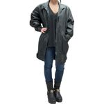 wilson's leather Vintage  Black Long Bomber Jacket Medium Fit Biker Style Photo 2