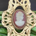 Vintage Unsigned Victorian Cameo Ornate Gold Photo 9