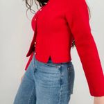 vintage 100% boiled wool michigan cherry red button down fitted sweater jacket Photo 3