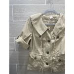 Loft  button up jacket with rolled sleeves Drawstring Waist, medium petite‎ khaki Photo 2