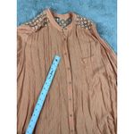Free People  Women's Medium Peach‎ Crochet Trim Long Sleeve Button Down Top Photo 9
