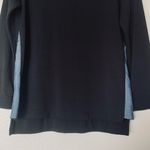 Vince  Knit Long Sleeved Black Crew Neck Top Sweatshirt Blue Side Accents Size XS Photo 3