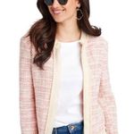 Vineyard Vines Women's Cream and Pink Tweed Textured Jacket Photo 0