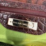 Antonio Melani  NWT Brown Leather Clutch With Tortoise Clasp Green Lining Photo 5